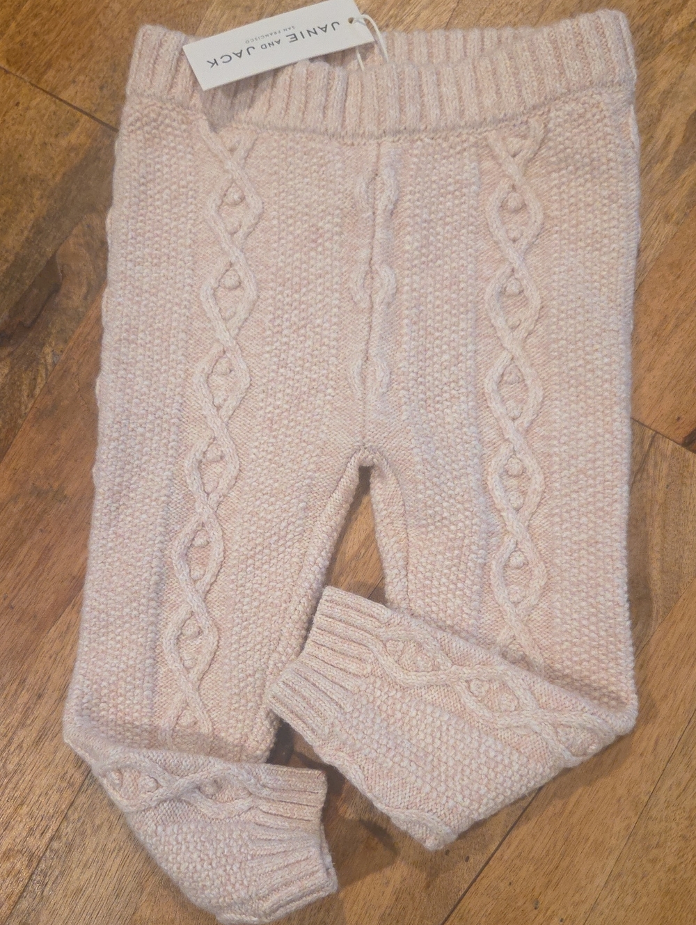Janie and Jack Light Pink Cable Knit Leggings NWT